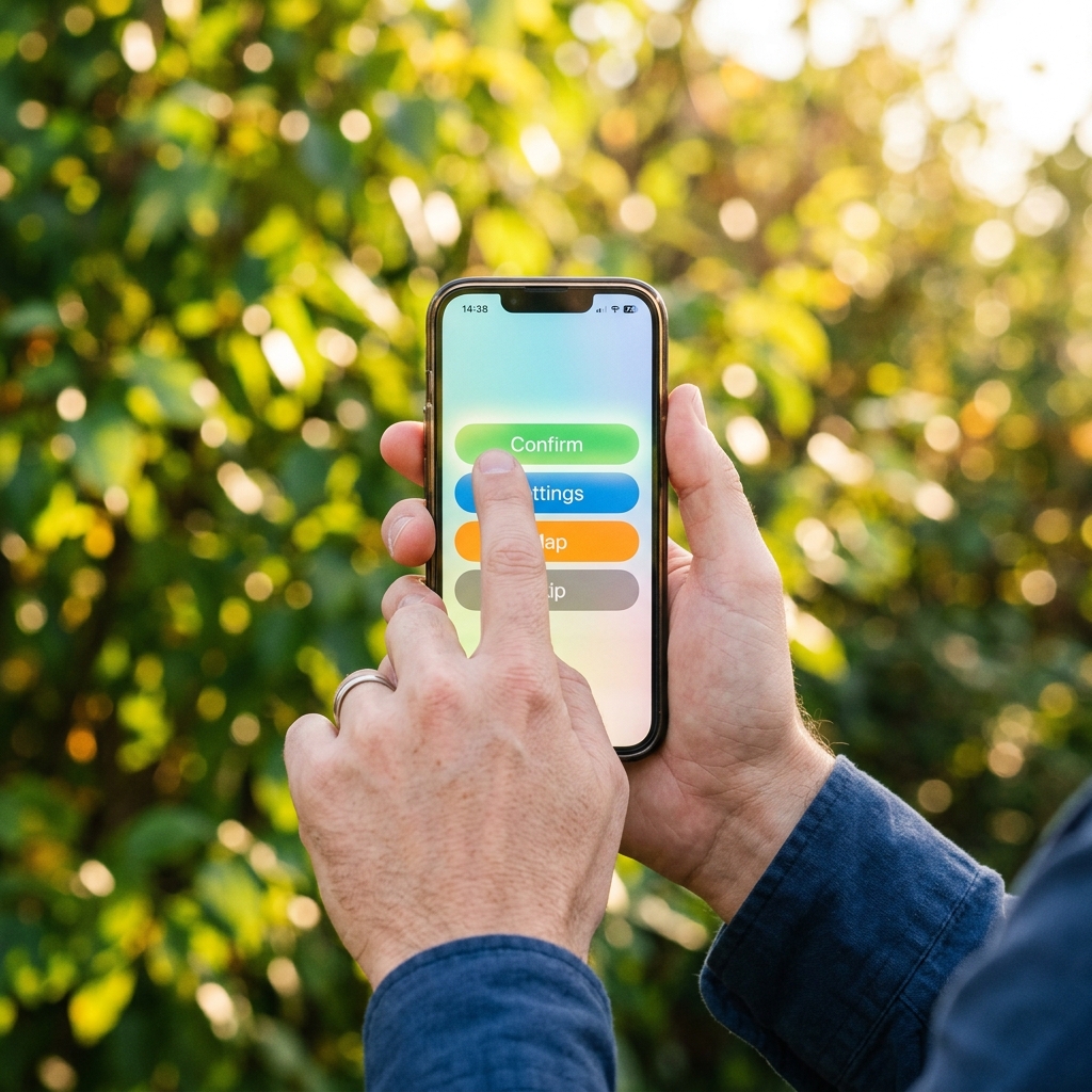 En person som använder en iPhone utomhus